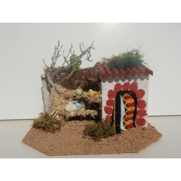 Casa belen teja peq. con corral 19x11x11 cm