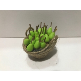 Cesta gde. miniatura belen frutas peras