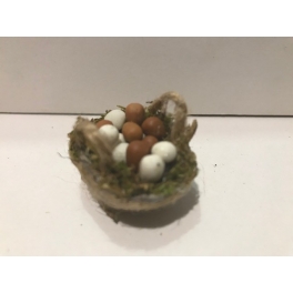 Cesta peq. miniatura belen huevos