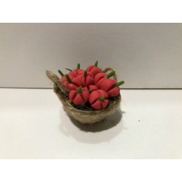 Cesta peq. miniatura  belen verduras pimientos rojos